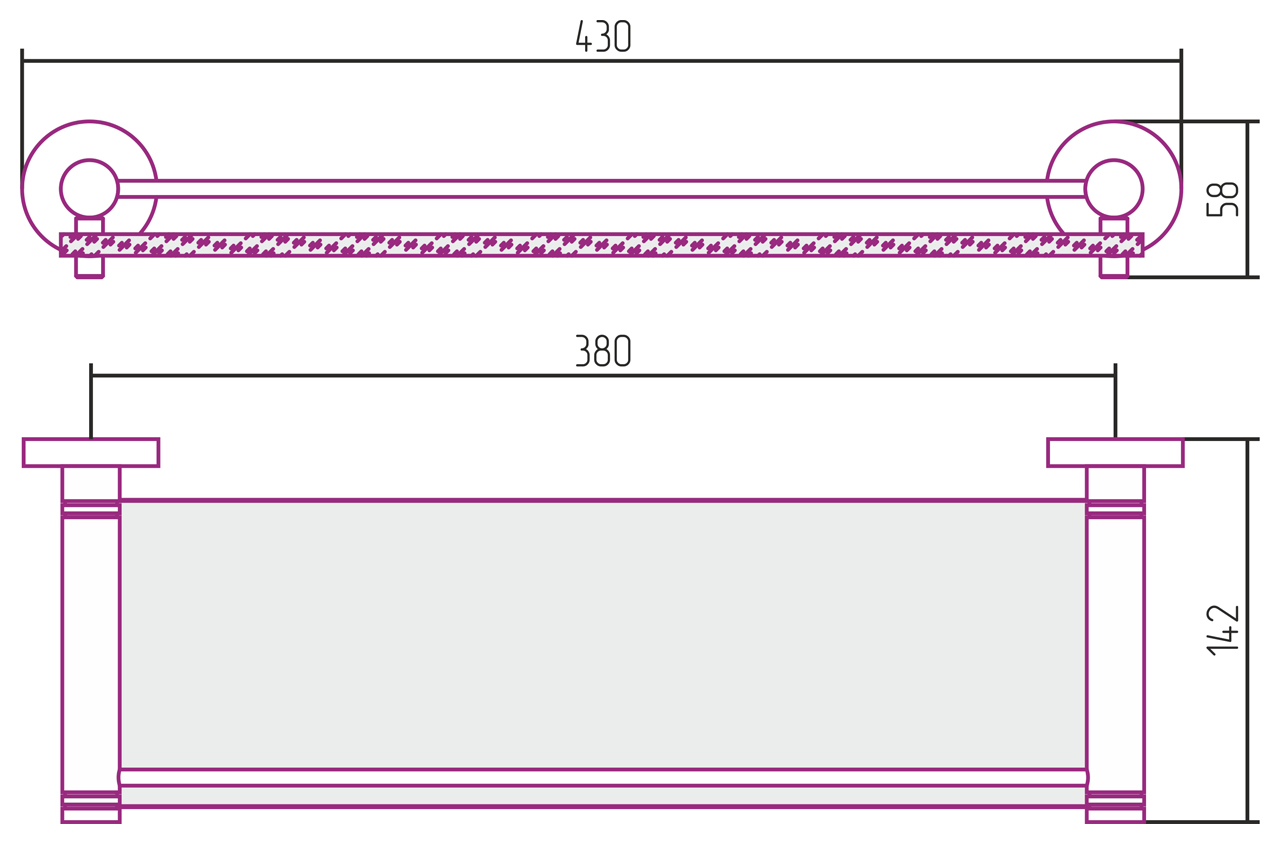 Сунержа Каньон Полка стеклянная с ограничителем 40x14,2x5,8hсм, цвет: золото 03-3004-0400