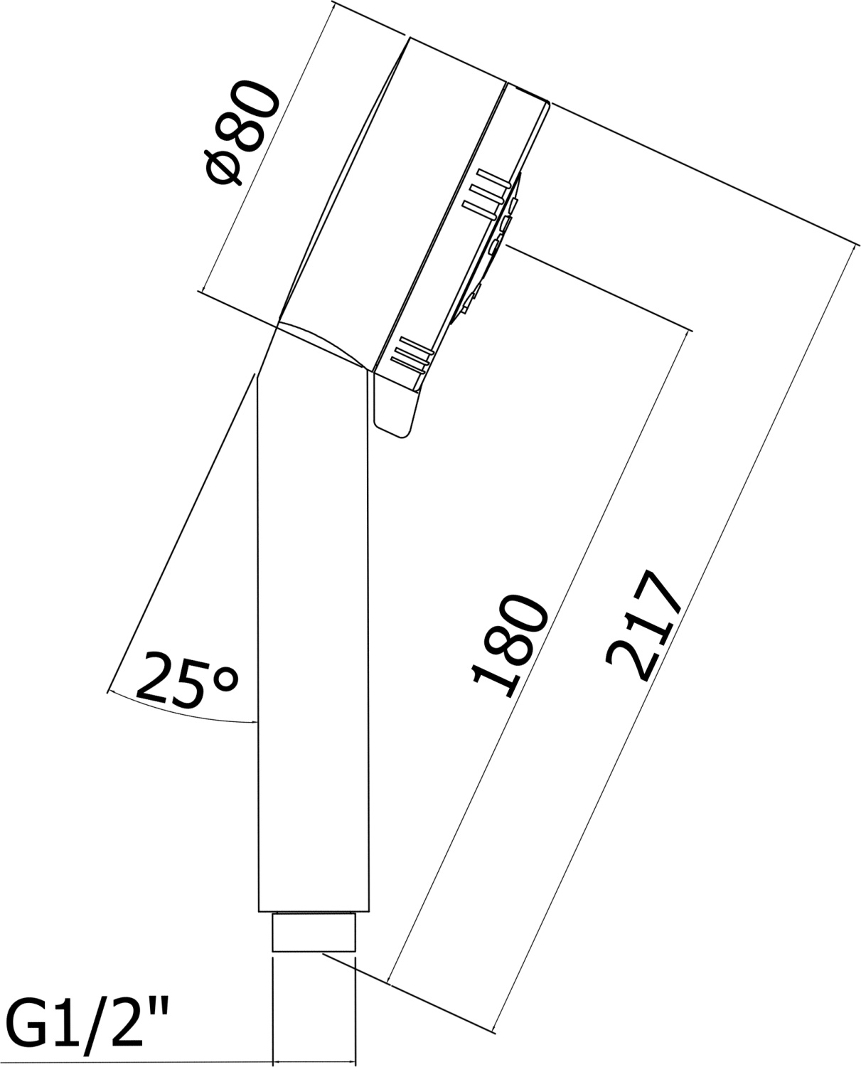 Paffoni Majorca Душевая лейка , 8х8хh21,7 см, пластик, 1/2, лейка 8 см, цвет: черный ZDOC070NO