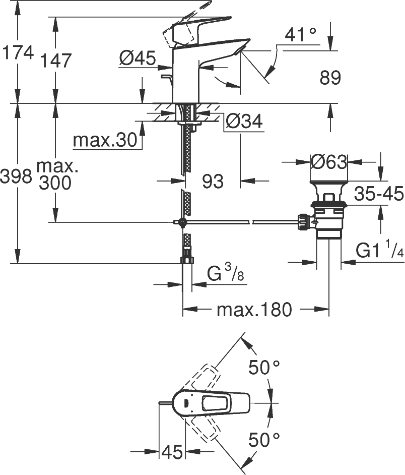 Grohe BauLoop Смеситель для раковины на 1 отверстие, цвет: хром 23335001