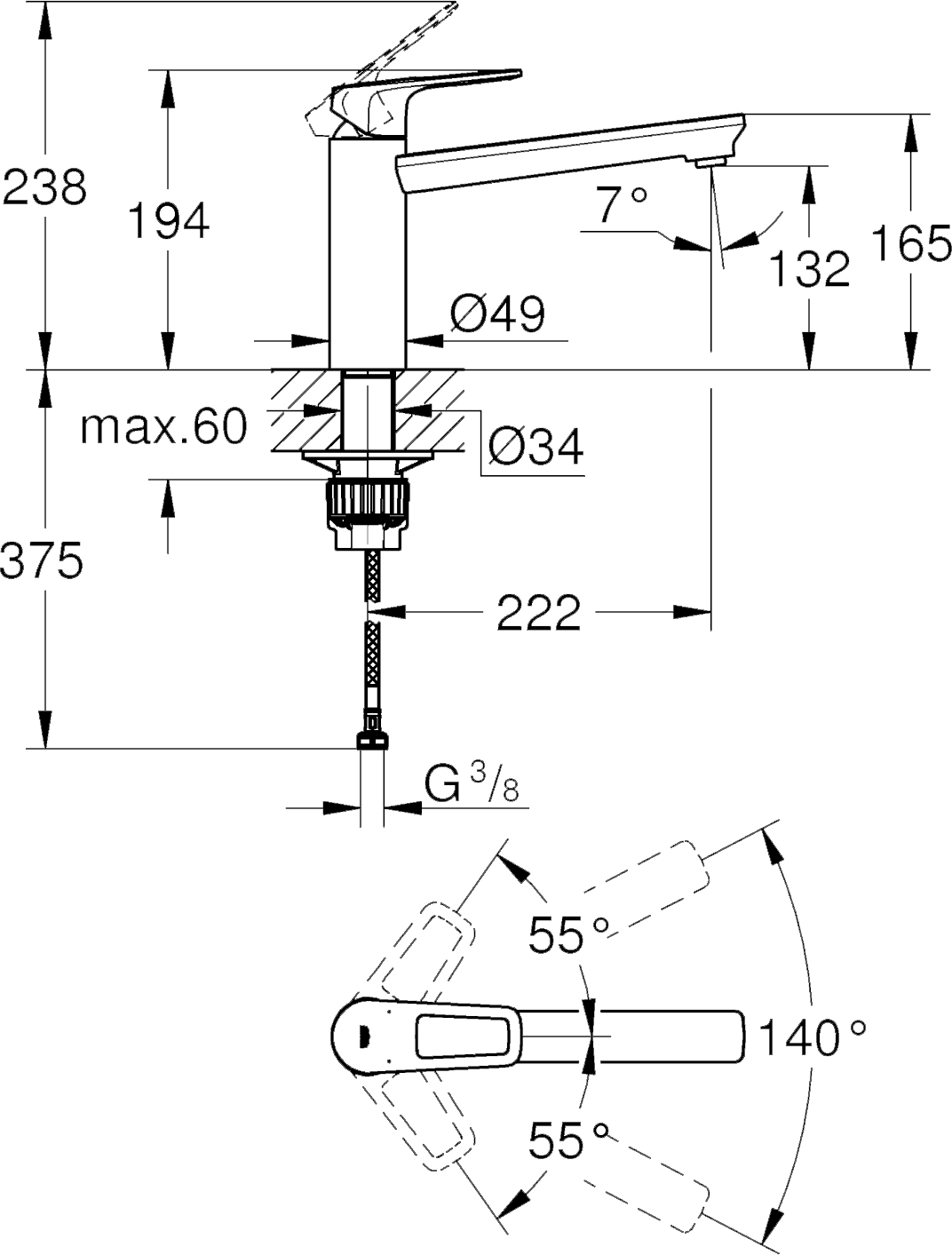 Grohe BauLoop Смеситель для кухни на 1 отверстие, цвет: хром 31706000