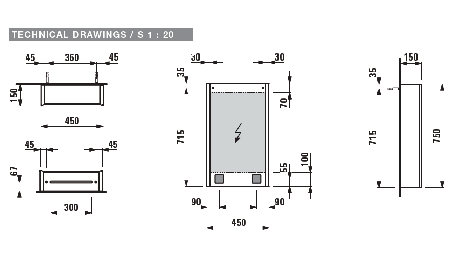 Laufen Frame 25 Зеркальный шкаф, подвесной с подсветкой 45х15х75h см, цвет: белый 4.0830.2.900.145.1