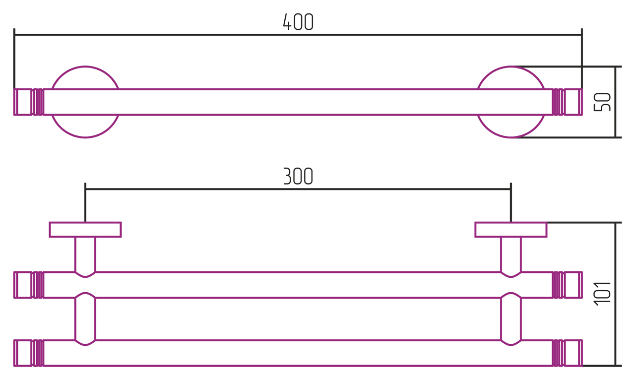 Сунержа Каньон Держатель полотенец двойной 40x10,1x5h см, цвет: золото 03-3002-0400