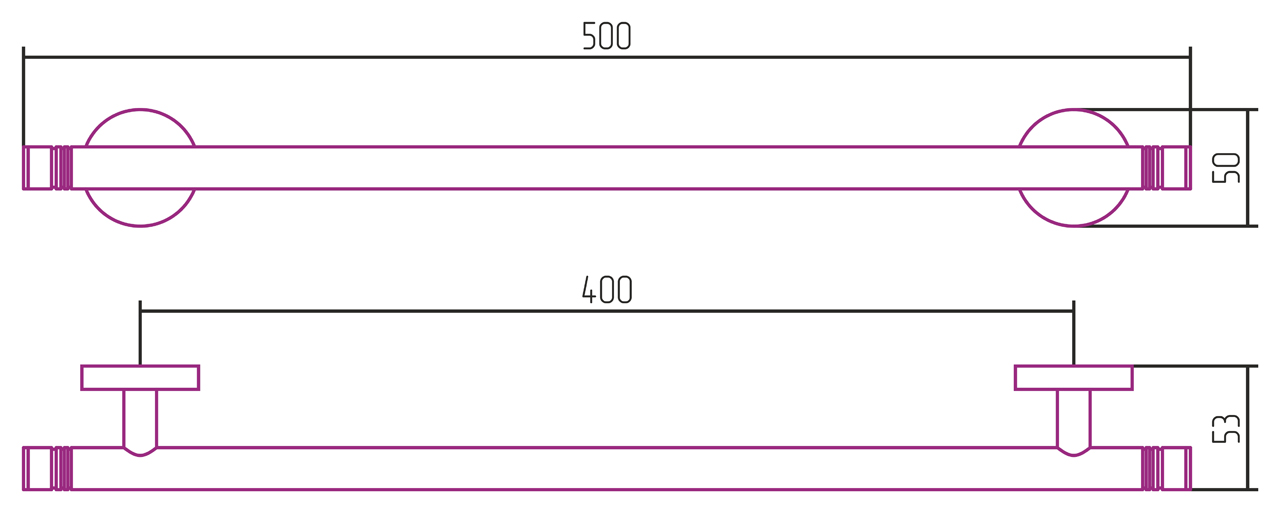 Сунержа Каньон Держатель полотенец одинарный 50x5,6x5h см, цвет: черный хром 01-3001-0500