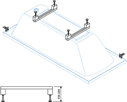 Cezares Ножки для ванны, прямоугольные, цвет: хром LEG-KIT-150