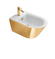 Catalano Gold & Silver Биде подвесное 35x55 см 1 отв перелив Cataglaze, цвет: золото/белый глянцевый 0118551042