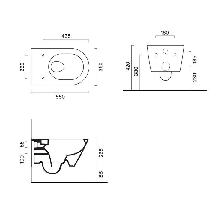Catalano Zero Унитаз подвесной безободковый 35x55 см, смыв торнадо, Twinglaze, цвет: белый матовый 0111550021