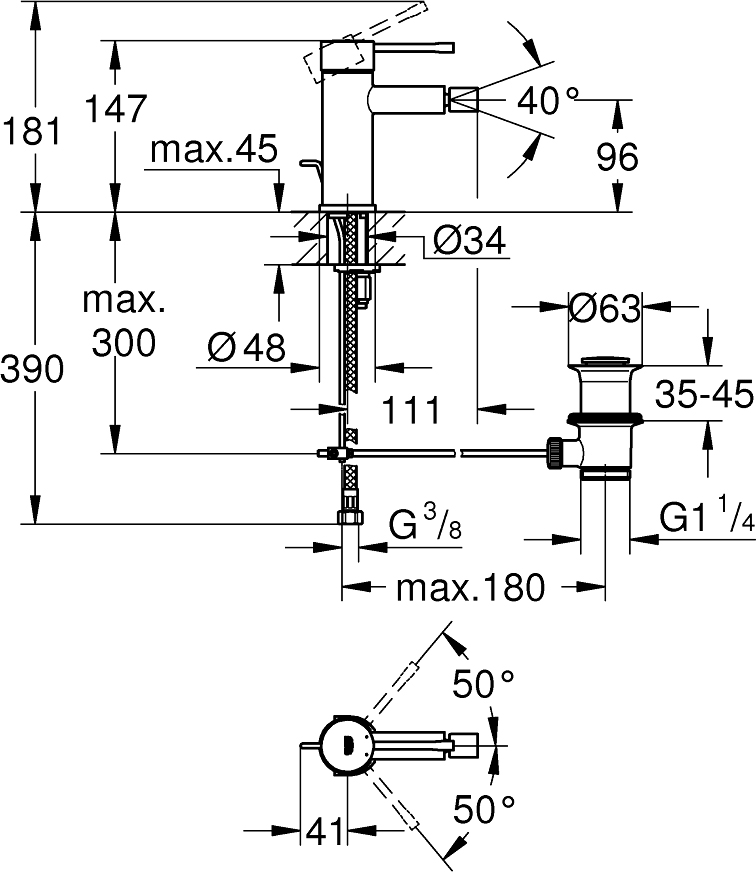 Grohe Essence New Смеситель для биде, цвет: матовый никель 32935EN1