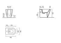 GSI Kube X Биде напольное, 1 отверстие под смеситель, перелив, без крепежа, цвет: белый глянцевый 9462111