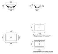 GSI Kube X Раковина встраиваемая сверху 60x37 см, с переливом, без д/к, цвет: белый глянцевый 895311