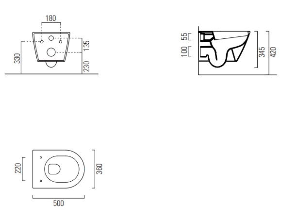 GSI Kube X Унитаз подвесной 50x36 см безободковый, смыв swirlflush, цвет: белый глянцевый 941611
