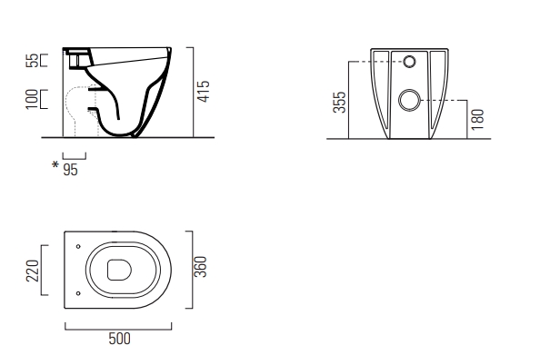 GSI Pura Унитаз подвесной 55x36 см безободковый, смыв swirlflush, цвет: белый матовый 881509