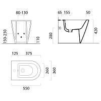 GSI Kube X Биде напольное с 1 отверстием под смеситель и переливом, без крепежа, цвет: белый матовый 9462109