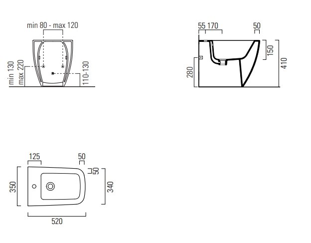 GSI Nubes Биде напольное с 1 отверстием под смеситель и переливом, без крепежа, цвет: белый матовый 9662109