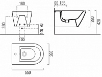 GSI Kube X Биде подвесное с 1 отверстием под смеситель и переливом, без крепежа, цвет: белый матовый 9465109