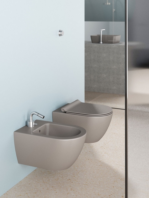 GSI Pura Биде подвесное с 1 отверстием под смеситель и переливом, без крепежа, цвет: белый матовый 8864109