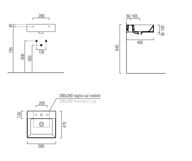 GSI Kube X Раковина подвесная/накладная 50x47 см, 1 отверстие, с переливом, цвет: белый глянцевый 9430111
