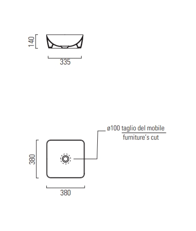 GSI Nubes Раковина чаша 38x38x14h см, без перелива, без д/к, цвет: белый глянцевый 903811