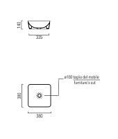 GSI Nubes Раковина чаша 38x38x14h см, без перелива, без д/к, цвет: белый глянцевый 903811