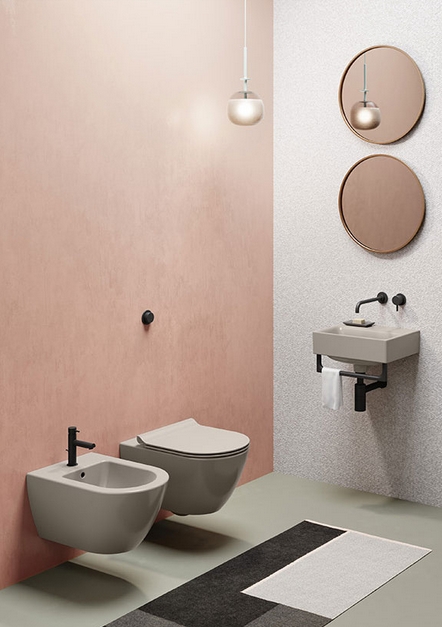 GSI Pura Унитаз подвесной 55x36 см безободковый, смыв swirlflush, цвет: tortora opaco 881505