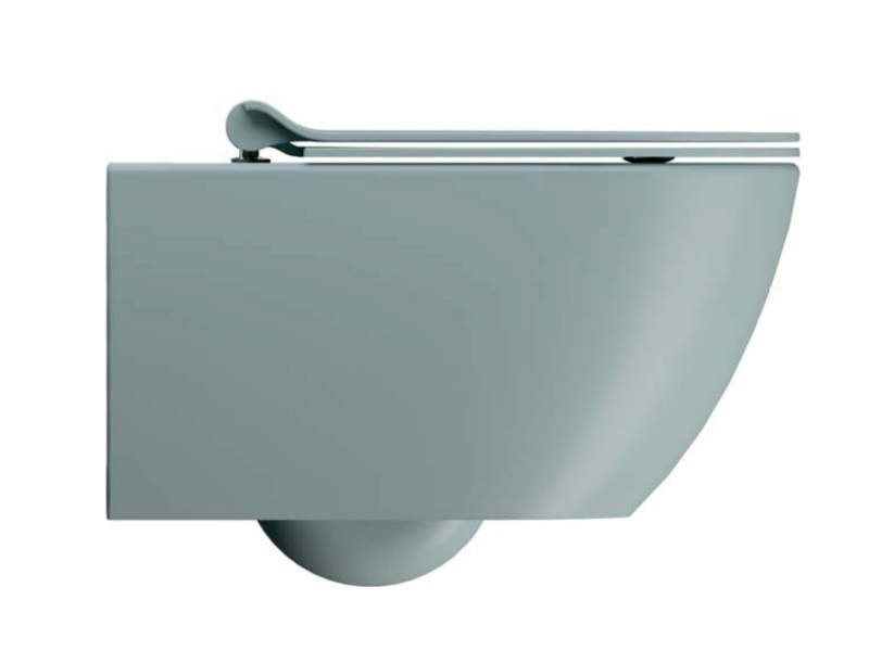 GSI Pura Унитаз подвесной 55x36 см безободковый, смыв swirlflush, цвет: ghiaccio opaco 881515
