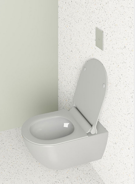 GSI Pura Унитаз подвесной 55x36 см безободковый, смыв swirlflush, цвет: cenere opaco 881517