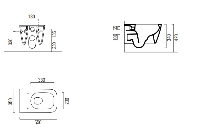 GSI Nubes Унитаз подвесной 55x35 см безободковый, смыв swirlflush, цвет: белый матовый 961509