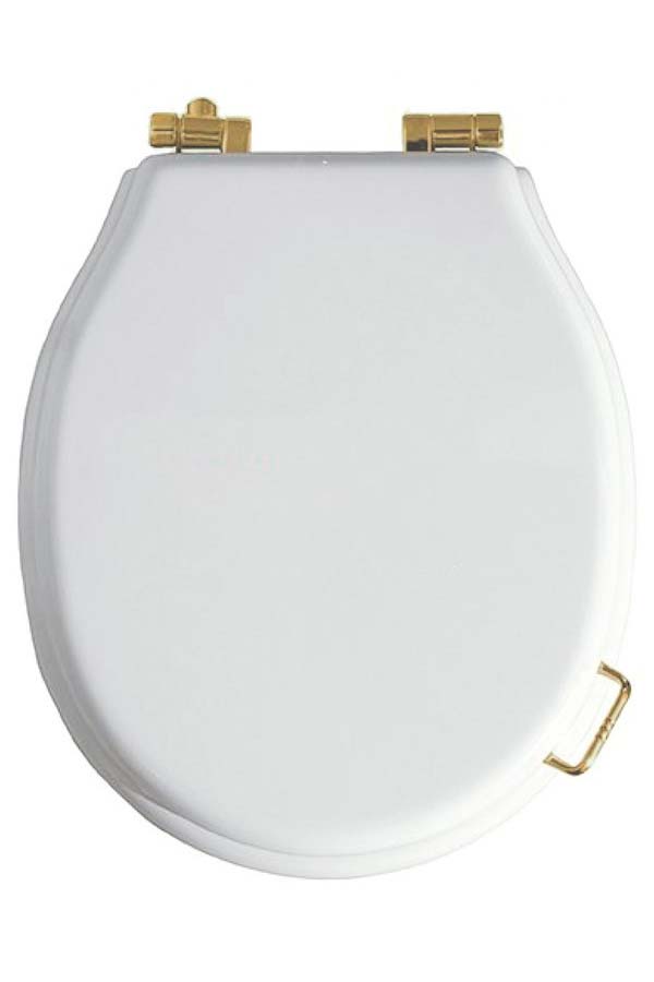 Boheme Vogue Крышка-сиденье для унитаза, с микролифтом, массив дерева, фурнитура bronze, цвет: white 906-W-BR