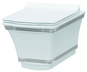 Boheme Hermitage Унитаз подвесной 52х37 безободковый, смыв каскадный, с узором chrome, цвет: white 951-CR