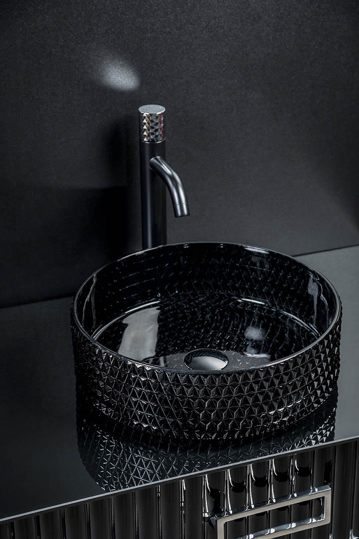 Boheme Monaco Раковина чаша 39х39х12h см, без перелива, хрусталь, цвет: black 817-B