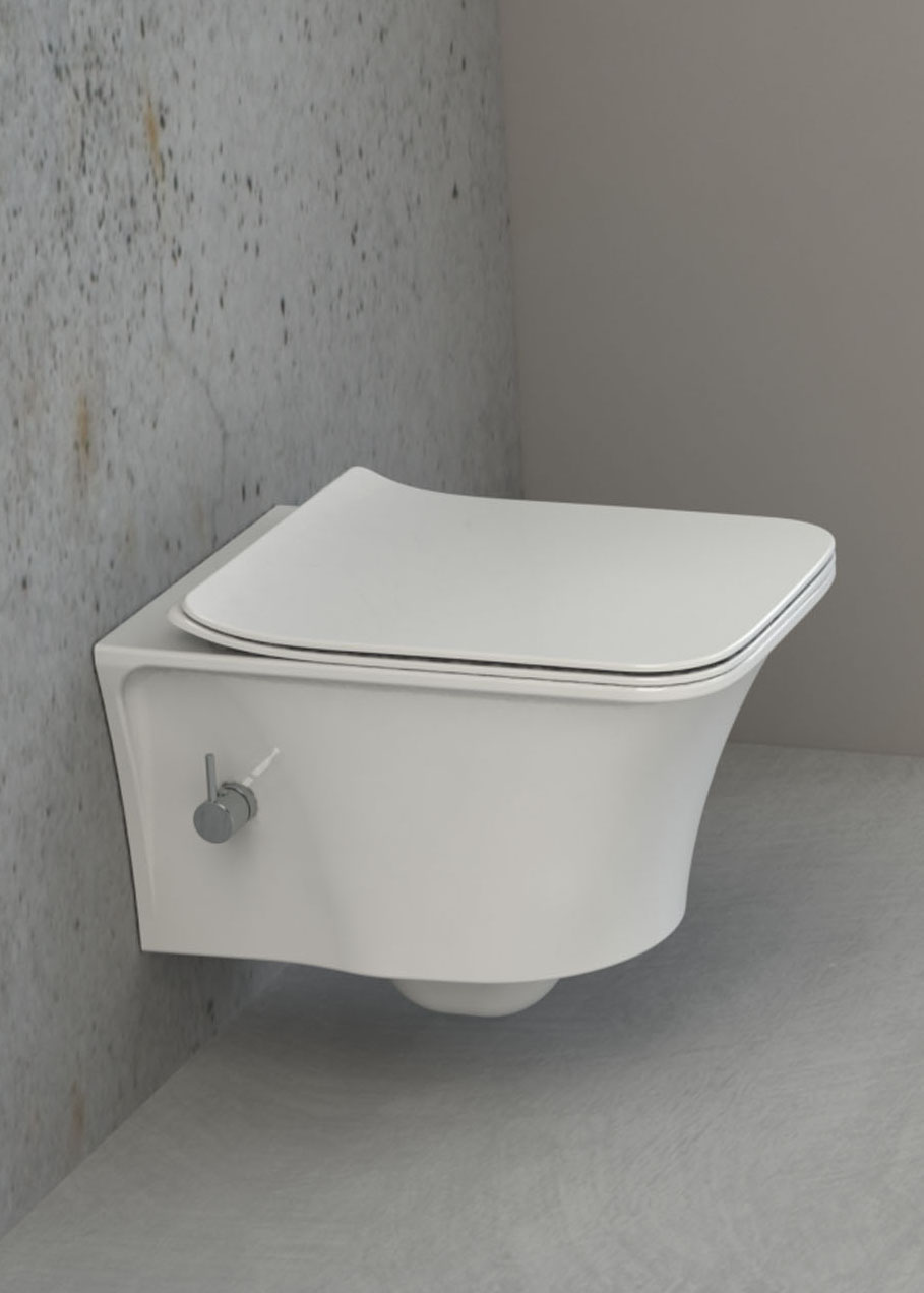 Boheme Mirage Унитаз подвесной 51х37 безободковый, смыв каскадный, с функцией биде, цвет: white 965-2