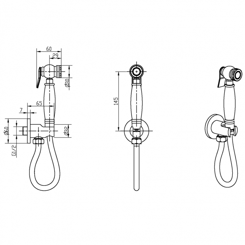 Boheme Imperiale Лейка гигиенического душа, 1 режим струи, без штуцера, цвет: gold 405-2