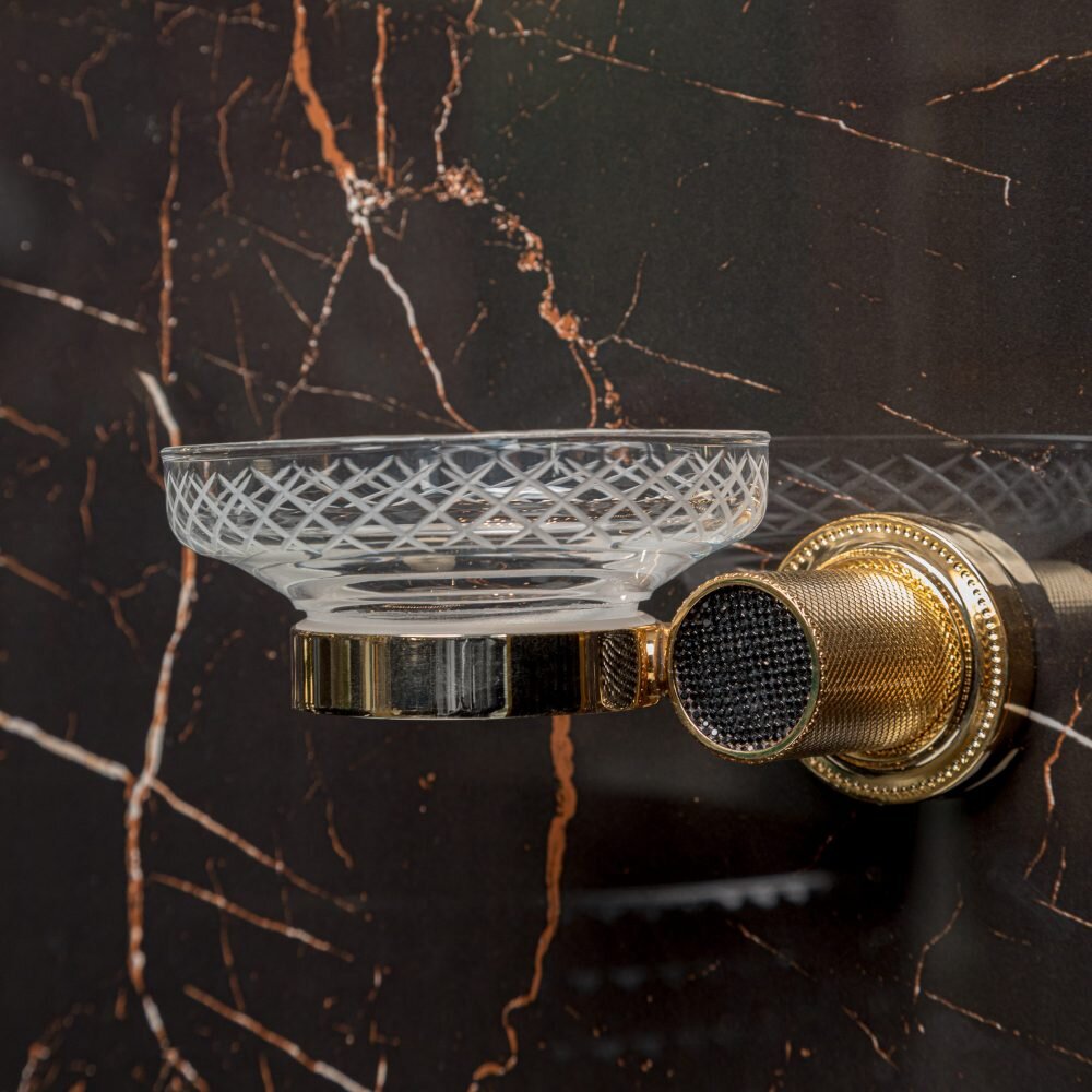 Boheme Royal Cristal Мыльница со стеклянной чашей, подвесная, цвет: gold 10923-G-B