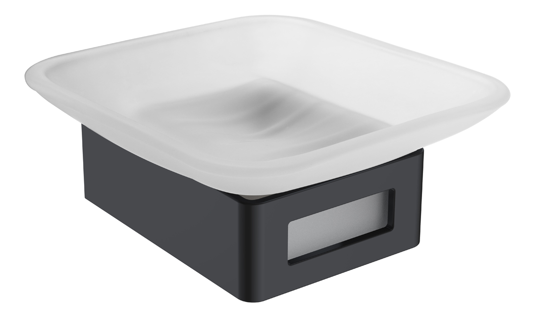 Boheme Q Мыльница со стеклянной чашей, подвесная, цвет: chrome/black 10943-CR-B