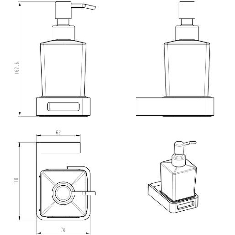 Boheme Q Дозатор для жидкого мыла, подвесной, стеклянная колба, цвет: chrome 10957-CR