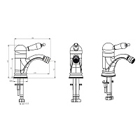 Boheme Tradizionale Nero Смеситель для биде, без донного клапана, цвет: gold 256