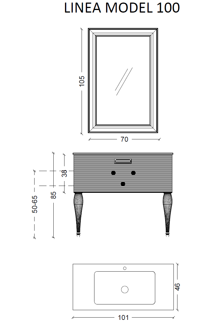 Armadi Art Vallessi Avantgarde Linea Тумба подвесная 100х46х38h см, цвет: черный/золото 842-100-BG