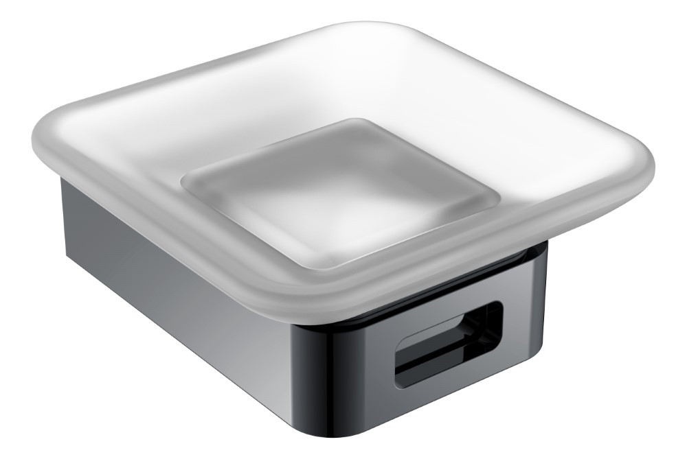 Boheme Q Мыльница со стеклянной чашей, подвесная, цвет: shine gun metall 10943-SGM