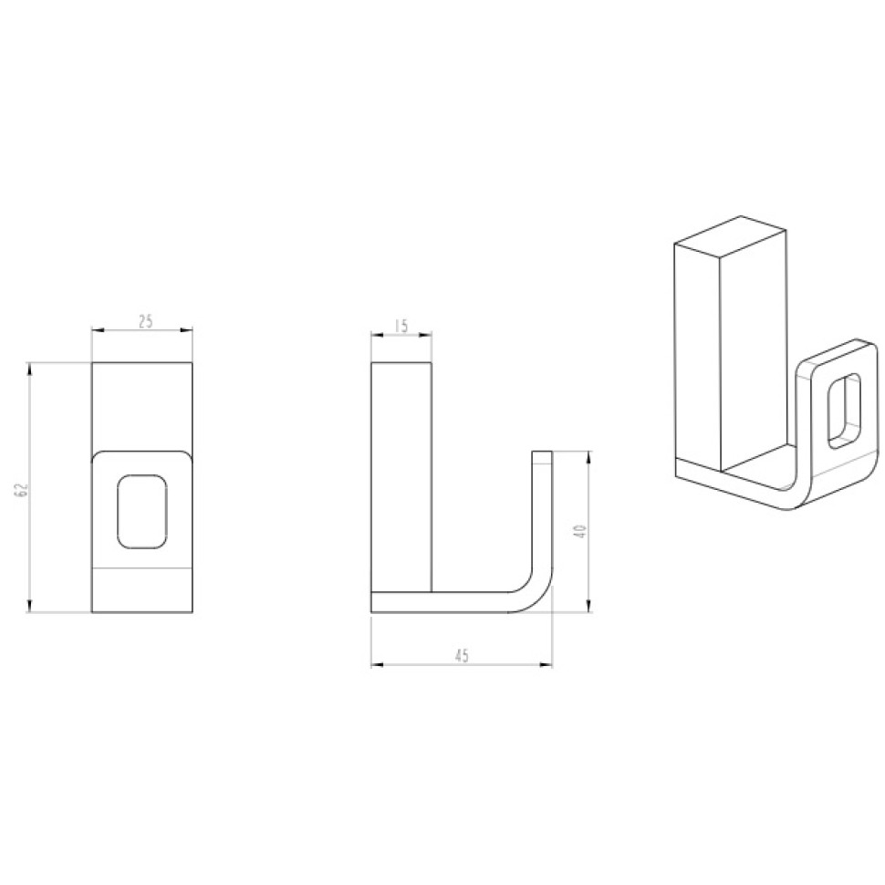 Boheme Q Крючок для полотенца, подвесной, цвет: shine gun metall 10946-SGM