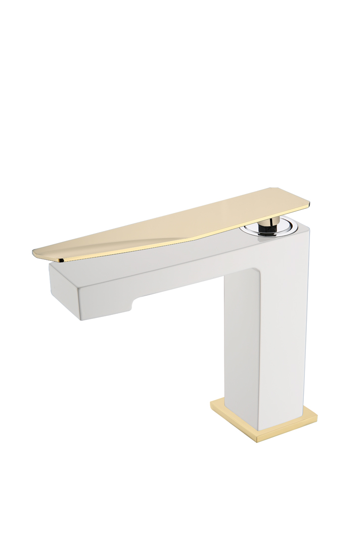 Boheme Q Смеситель для раковины без донного клапана, длина излива 13,2 см, цвет: white/gold 141-WG.2