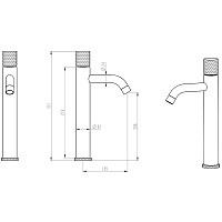 Boheme Stick Diamond Смеситель для раковины высота излива 20,3 см, без д/к, цвет: gold/black 122-GB