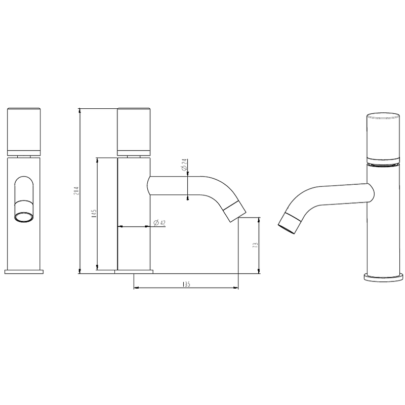 Boheme Stick Diamond Смеситель для раковины длина излива 13,5 см, без д/к, цвет: white/black 121-WB