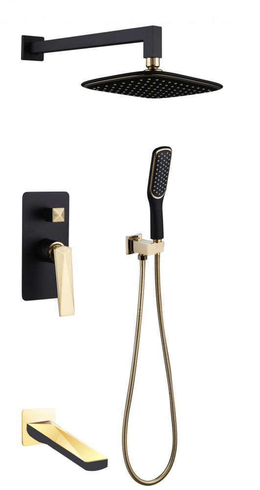 Boheme Venturo Душевой комплект встраиваемый - смеситель, верхний, ручной душ, шланг, цвет: black 384-B-2