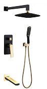 Boheme Venturo Душевой комплект встраиваемый - смеситель, верхний, ручной душ, шланг, цвет: black 384-B-2