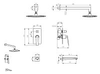 Boheme Venturo Душевой комплект встраиваемый - смеситель, верхний, ручной душ, шланг, цвет: black 384-B-2