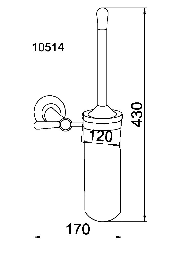 Boheme Chiaro Ершик для унитаза подвесной со стеклянной колбой, цвет: gold 10514