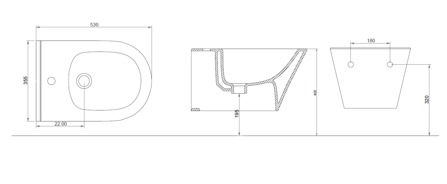 Boheme Avva Биде подвесное 53х35,5х35h см, 1 отверстие под смеситель, перелив хром, цвет: black 974-B