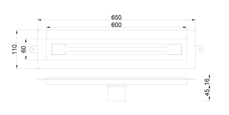 Boheme Трап линейный 60 см, с решеткой со щелью для воды и сифоном, цвет: chrome 981-60-CR