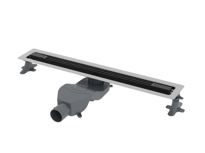 Boheme B&T Infinity Трап линейный 80 см, с решеткой со щелью для воды и сифоном, цвет: black 981-80-B