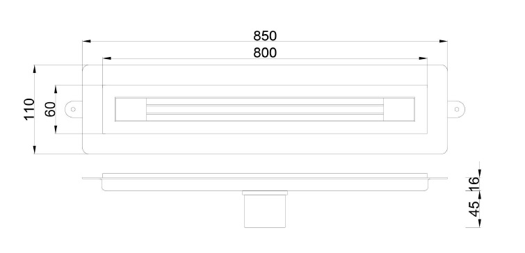 Boheme Трап линейный 80 см, с решеткой со щелью для воды и сифоном, цвет: chrome 981-80-CR