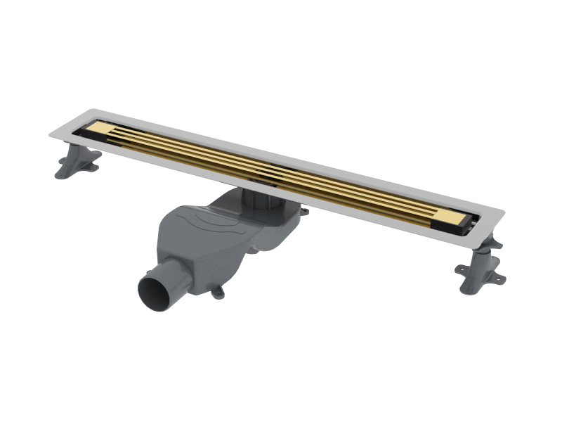 Boheme Трап линейный 80 см, с решеткой со щелью для воды и сифоном, цвет: gold 981-80-G